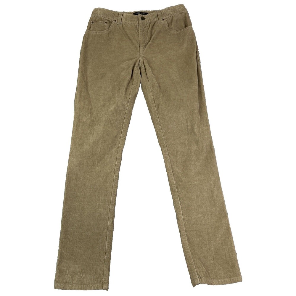 Etcetera 4 Brown Corduroy Straight Slim Pants Stretch Cotton Y2K Preppy Academia